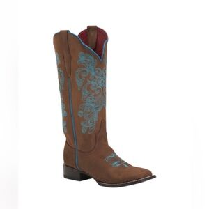 🐴 FERRINI Made In Mexico Suede Ella Square Toe Cowboy Boots